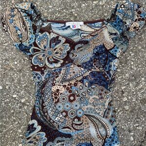 La Belle Vintage 2000s Paisley Top Medium Made in USA